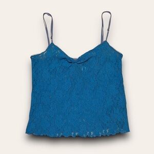 Y2K Blue Lace Cami Top Size Small August Moon Coquette Fairycore Sheer